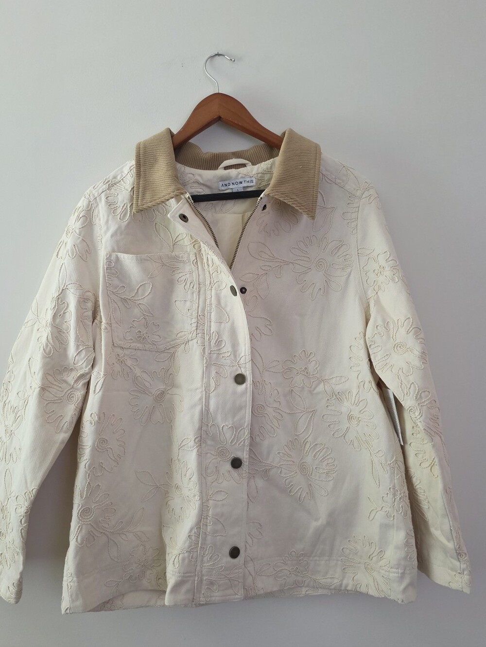 Embroidered Barn Jacket Western Chic Rodeo 90s Womens L And Now This Cream NWT